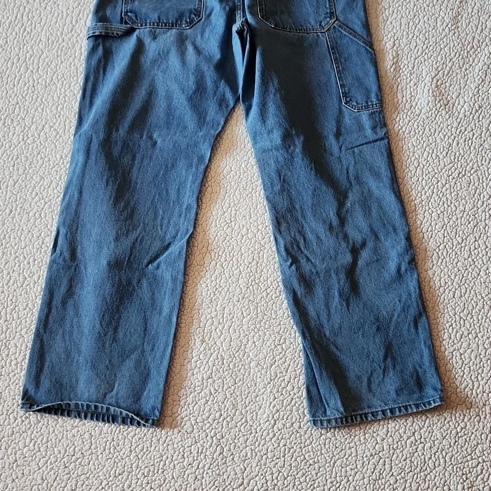 Blue Mountain high rise wide leg distressed medium blue acid washed jeans